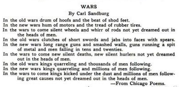 Carl Sandburg, Wars, ISR, July 1916
