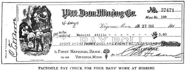 Pay Check, Mesabi, Marcy, ISR Aug 1916