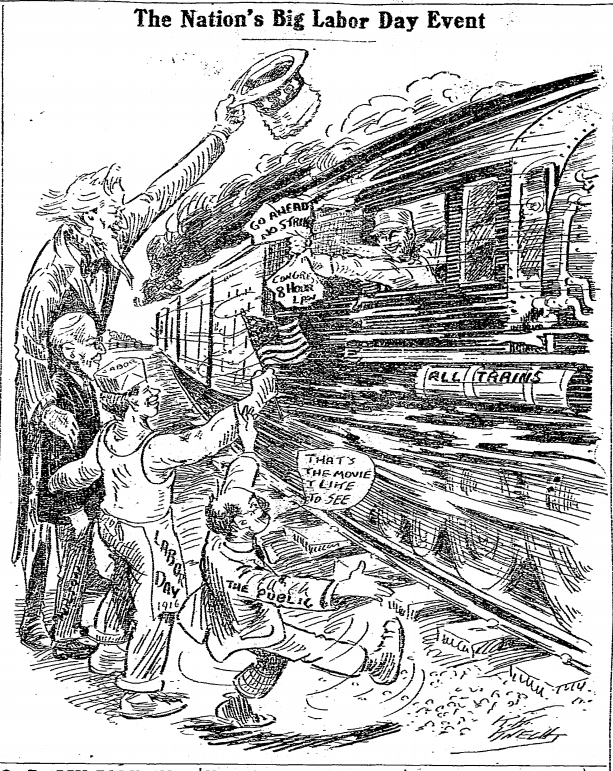 Labor Day 1916 & Adamson Act, Evansville IN Courier, Sept 5