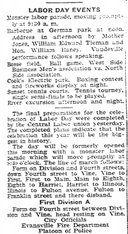Labor Day Events-1, Evansville IN Courier-p2, Sept 4, 1916