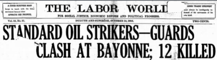 Bayonne Strikers Killed, Labor World, Oct 14, 1916