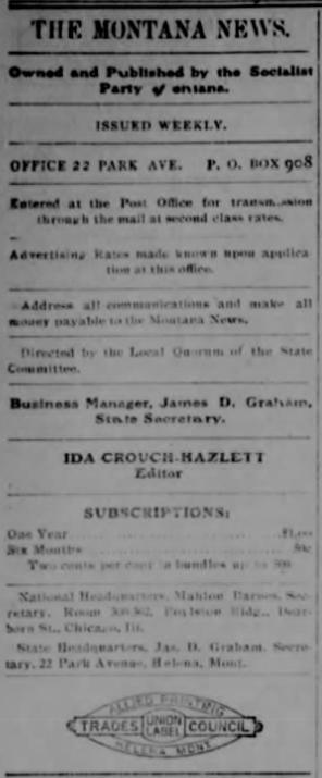 Montana News, ed Ida Crouch-Hazlett, Oct 11, 1906