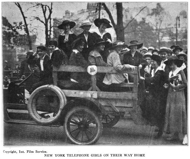 New York Street Car Strike, Telephone Girls Ride Home, ISR Oct 1916