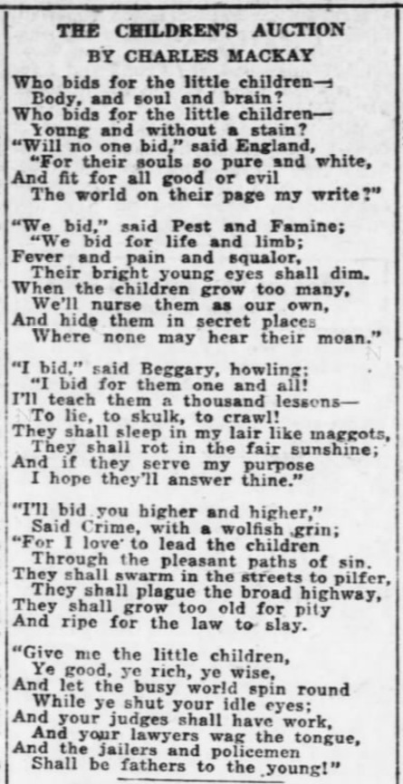 Children's Auction by Charles Mackay, AtR, Nov 18, 1916