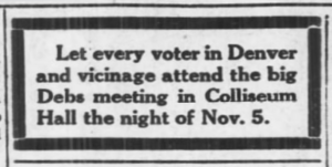 Debs in Denver Nov 5, AtR, Nov 3, 1906