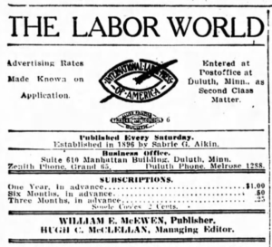 The Labor World, McEwen McClellan, Dec 2, 1916