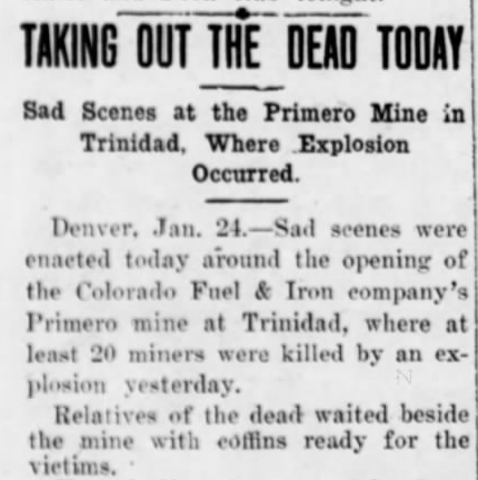 Primero Mine Explosion, Ottawa (KS) Dly Rpb, Jan 24, 1907