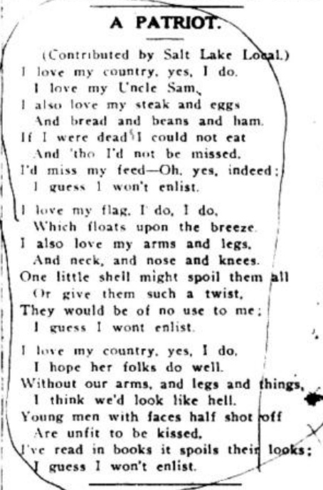 IWW, WWI, Patriot, Love My Flag, IW Apr14, 1917