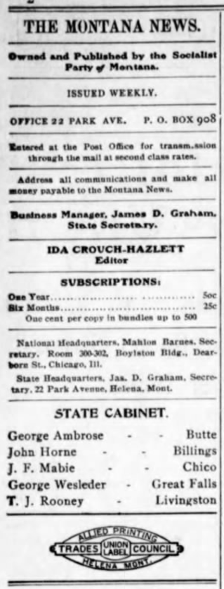 Montana News, Ida Crouch-Hazlett, Editor, Apr 25, 1907