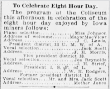 Mother Jones, UMW D13 8HD, Des Moines Register, Apr 2, 1917