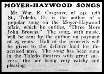 HMP, Song by Cosgrove, 3 John Browns, Wilshires June 1907