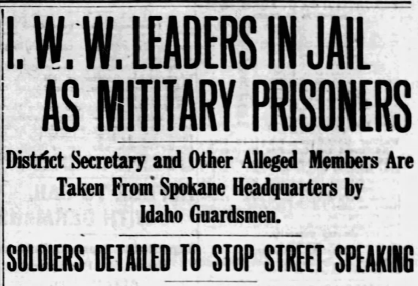 LWIU IWW, Spk Ldrs Arrest, Grt Falls Tb, Aug 20, 1917