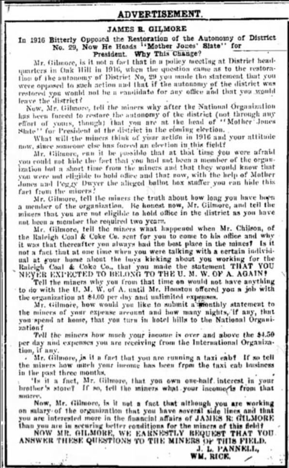 MJ, Beckley Messenger, Ad p6, July 10,1917