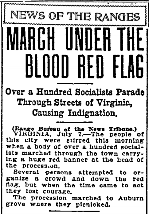 Mesabi, Blood Red Flag, DNT, July 8, 1907