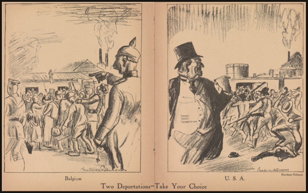 Bisbee Deportation, Belgium and USA, Robinson, Masses, Sept, 1917