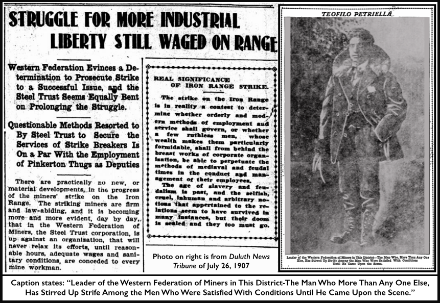 Mesabi Iron Miners Strike of 1907, Liberty, Petriella, Lbr Wld Aug 31, 1907