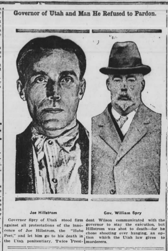 Joe Hill, and Governor, Refused to Pardon, Mattoon, IL, Nov 23, 1915