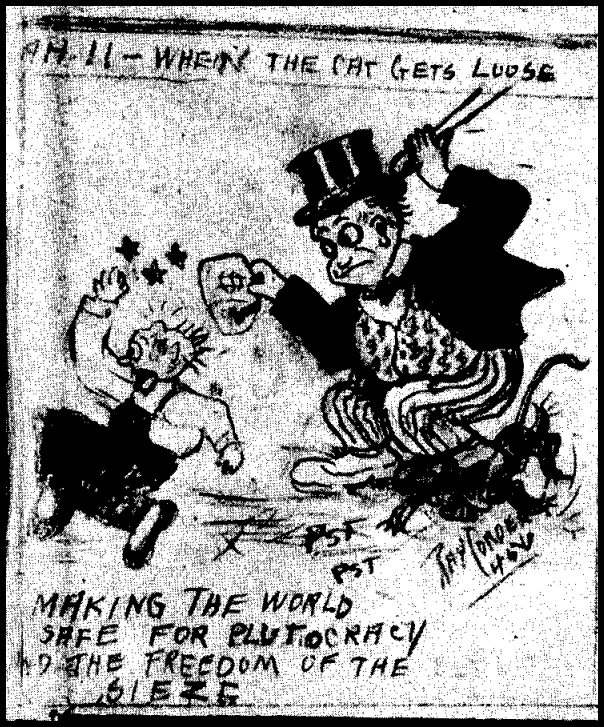 WWIR, IWW Chg Cook Co Jail Can Opener cartoon, Nov 15, 1917