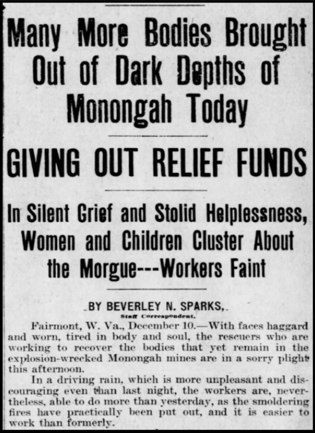 Monongah MnDs, More Bodies, Ptt Prs, Dec 10, 1907