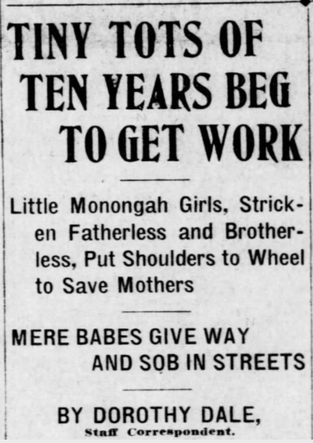 Monongah MnDs, Tots Beg for Work, Ptt Prs, Dec 10, 1907