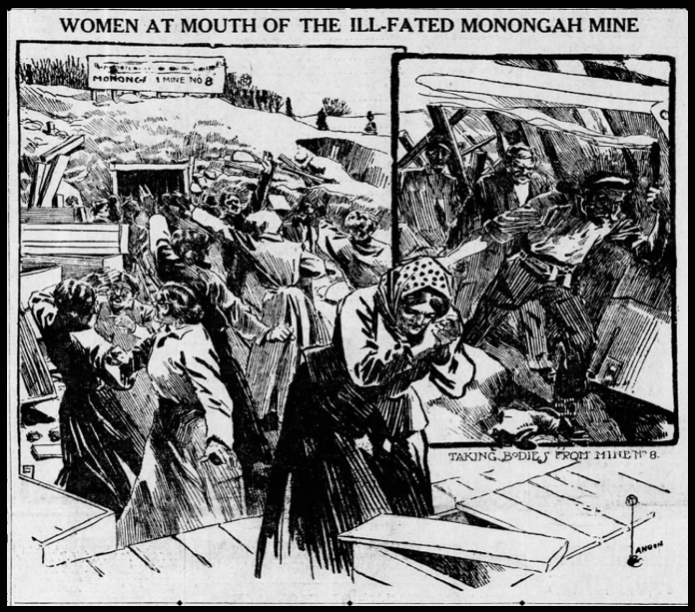 Monongah MnDs, Women at Mouth of Mine, Ptt Prs, Dec 10, 1907