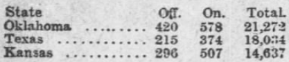 OK TX KS Tri-State SP Totals, AtR Nov 30, 1907