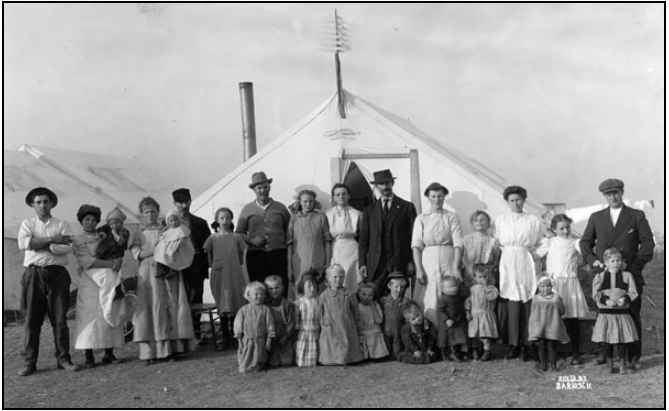Family at Ludlow Tent Colony, 1913-1914