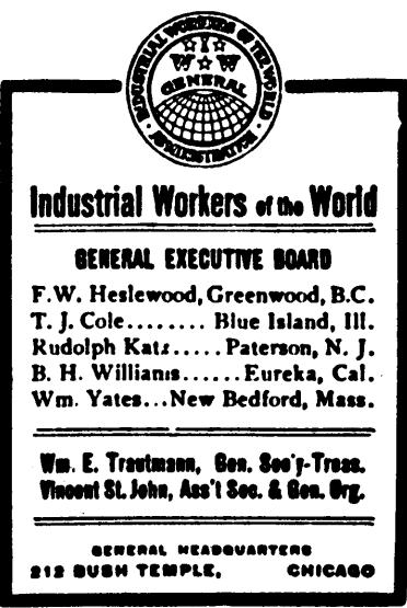 IWW GEB, Gen Sce, Asst Sec, IUB Mar 14, 1908