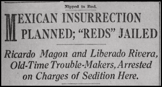 Magon and Rivera Jailed for Sedition, HdLn, LA Tx p12, Mar 22, 1918