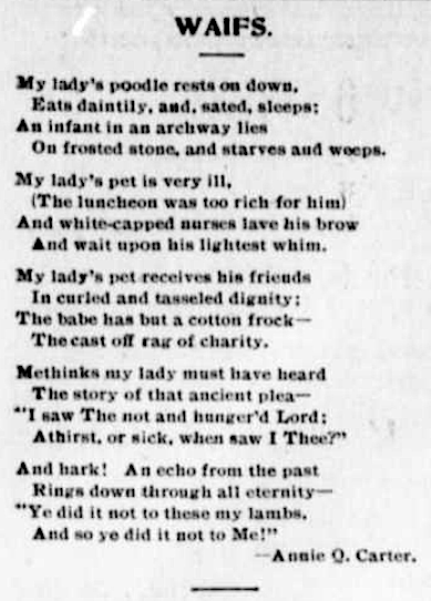 Poem, Waifs by Annie Q Carter, MTNs, Mar 5, 1908