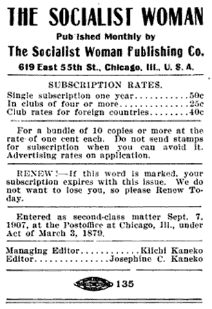 Socialist Woman, eds Kaneko and Josephine Conger, March 1908
