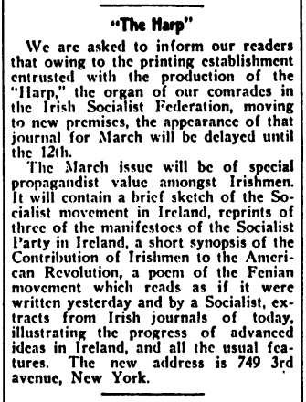 The Harp, Irish Socialist Federation, IUB p2, Mar 14, 1908