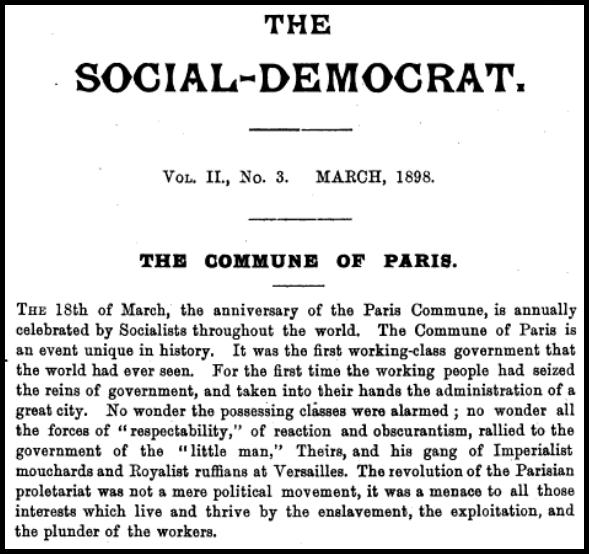 The Social-Democrat, Paris Commune, March 1898