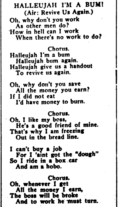 Hallelujah I'm a Bum!, IUB, Apr 4, 1908