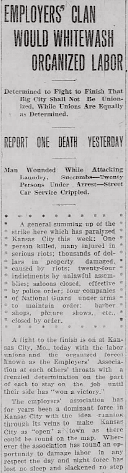 Kansas City Genral Strike, Lv Pst, Mar 31, 1918