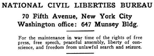 National Civil Liberties Bureau, Bigelow Pamphlet, Mar 1918