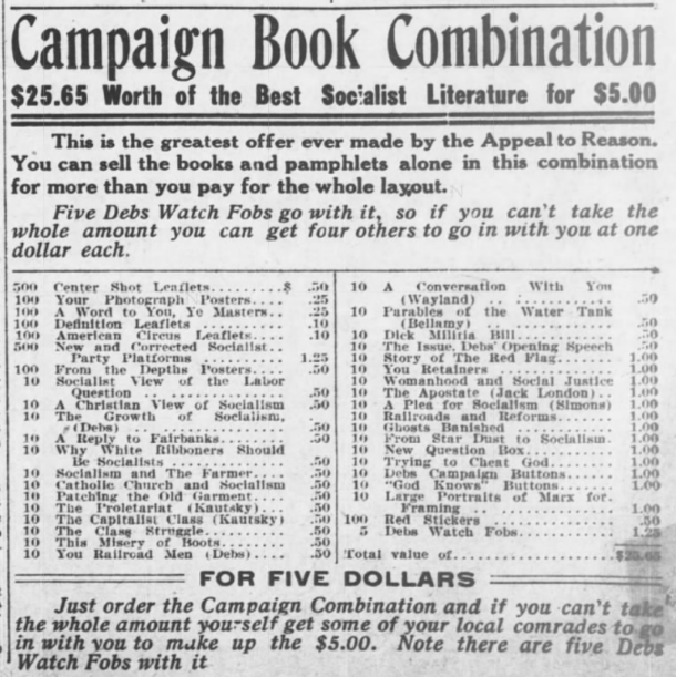 AD for EVD Campaign Books, The Issue 1st Speech, AtR -p2, July 18, 1908