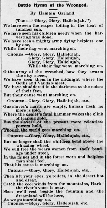 Battle Hymn of Wronged, H Garland, AtR p3, Feb 19, 1898