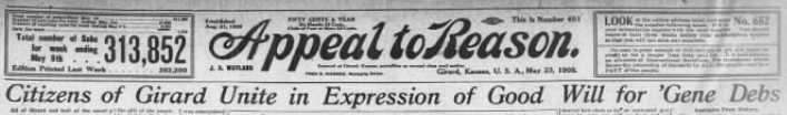 EVD, Girard Good Will for Debs, HdLn AtR p1, May 23, 1908