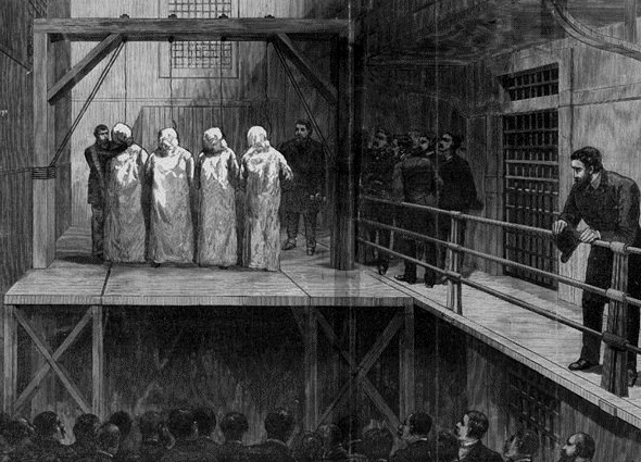 Hanging of Haymarket Martyrs, Nov 11, 1887, wiki