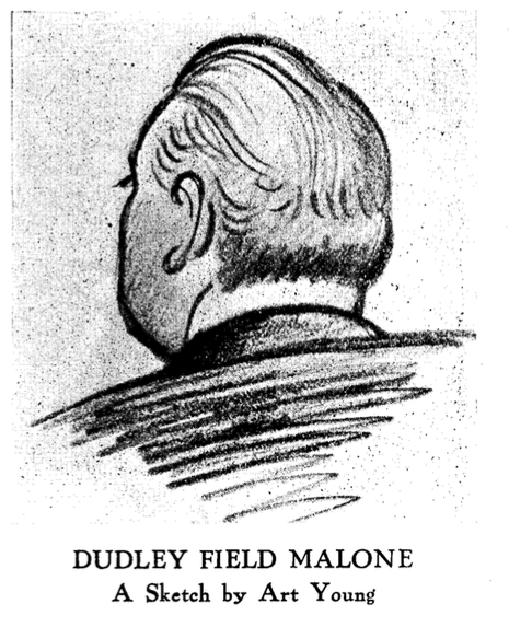 Masses 1st Trial, Malone by Art Young, Liberator p14, June 1918