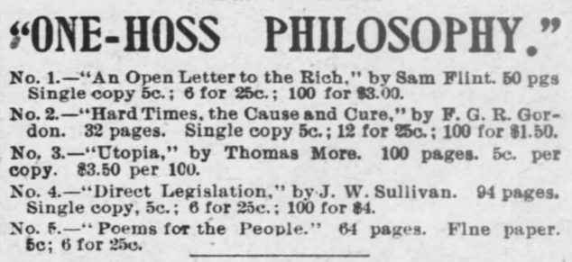 One Hoss Philosophy No 5 Poems for the People, AtR p4, Mar 19, 1898