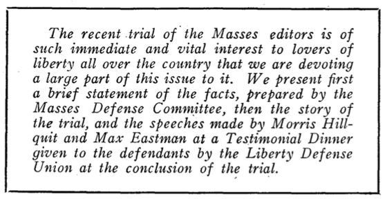 re Masses Trial, Liberator p5, June 1918