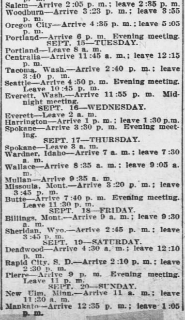 EVD, 2 Red Special Itinerary, AtR p2, Sept 5, 1908