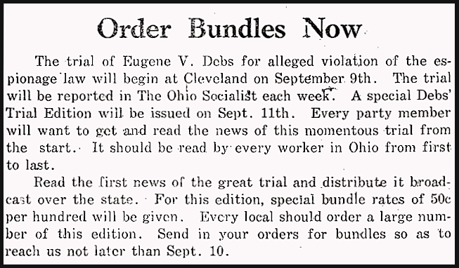 EVD re Trial Sept 9, OH Sc p1, Aug 28, 1918