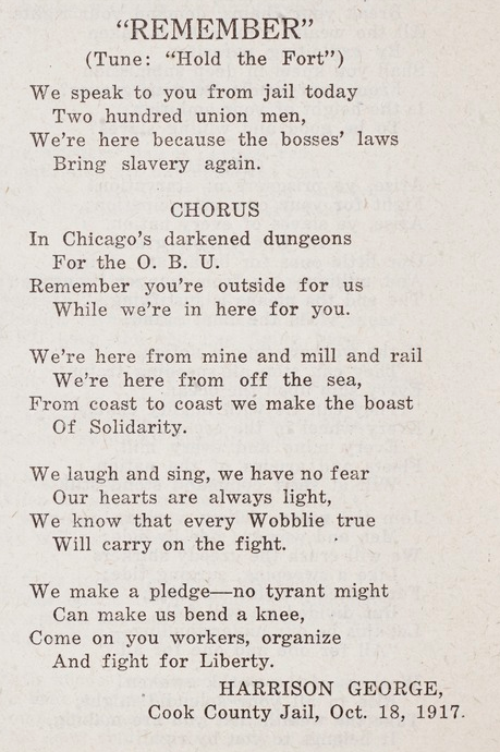 IWW Songs, Apr 1918, Remember by H George