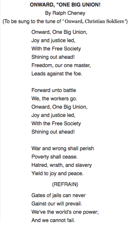 IWW Songs, Onward One Big Union, LRSB Oct 1919