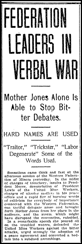 Mother Jones re Calms WFMC, Dnv Pst p2, July 19, 1908