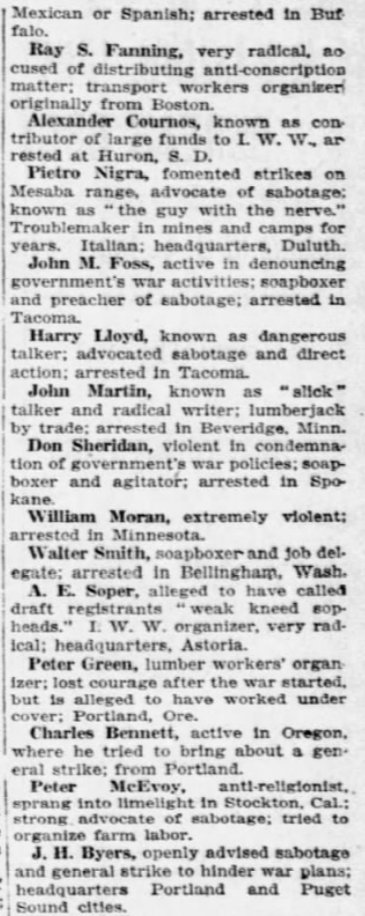 VI list IWW Guilty, Whos Who, Chg Tb p7, Aug 18, 1918
