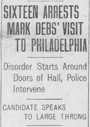 EVD, Philly 16 Arrests, Phl Inq p1, Oct 12, 1908